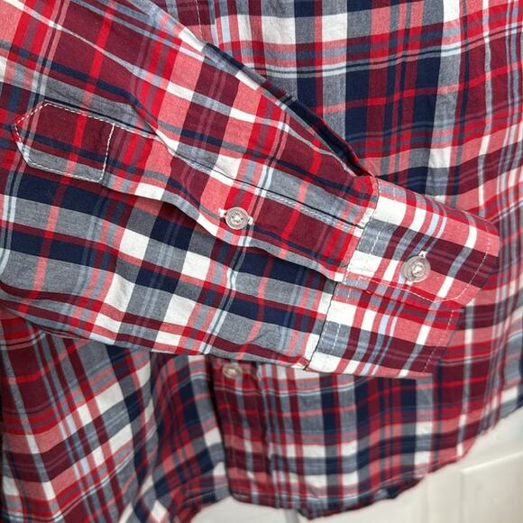 Johnnie-O Buckley Woven Button-down Long-Sleeve Shirt Red Blue Plaid M-214 Sz L - Picture 5 of 8
